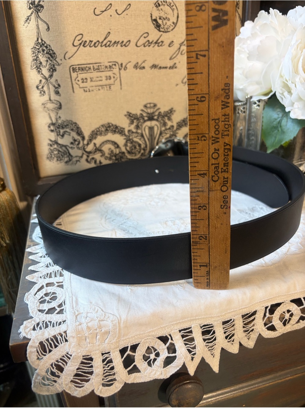 Ralph Lauren black leather silver logo buckle M - Picture 5 of 8